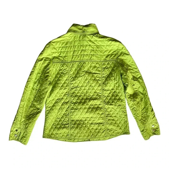 COCOON HOUSE Lime Green Light Weight Quilted Jacket Blazer Snap Closure M - Picture 2 of 8